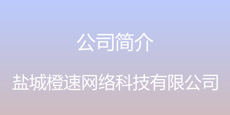 公司简介 - 盐城橙速网络科技有限公司