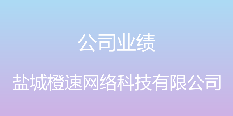 公司业绩 - 盐城橙速网络科技有限公司